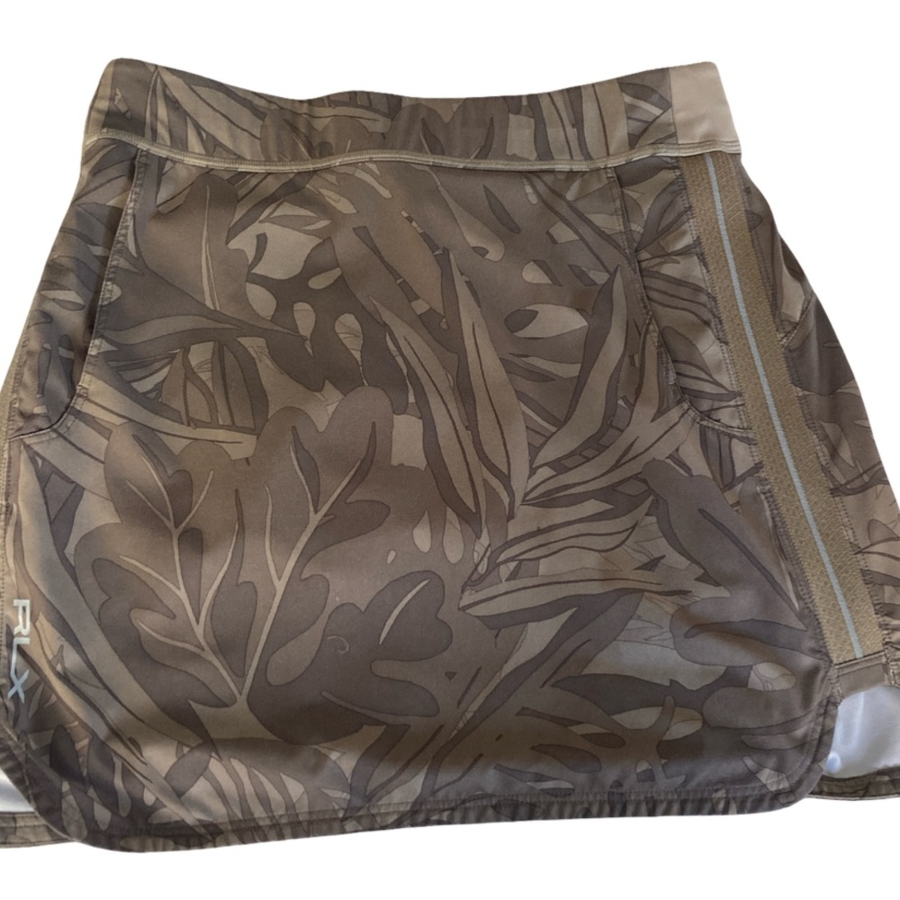 Ralph Lauren Tan Leaf Camo Skort-S green gray camo, nylon spandex